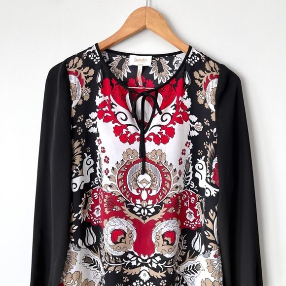 Laundry by Shelli Segal Long Sleeve Mixed Print Blouse - Picture 2 of 8